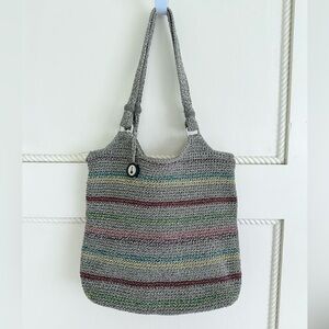 THE SAK Womens Handbag BELLE Tote‎ Handbag Stripe Crochet Shoulder bag Purse